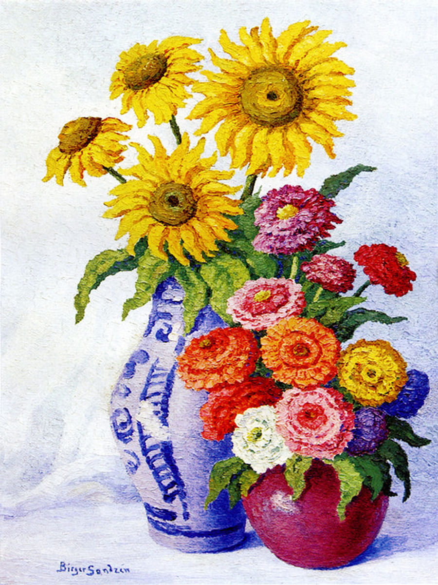 sunflowers and zinnias