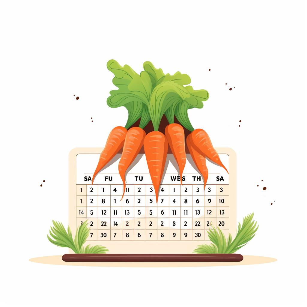 A calendar marked with the optimal planting dates for carrots