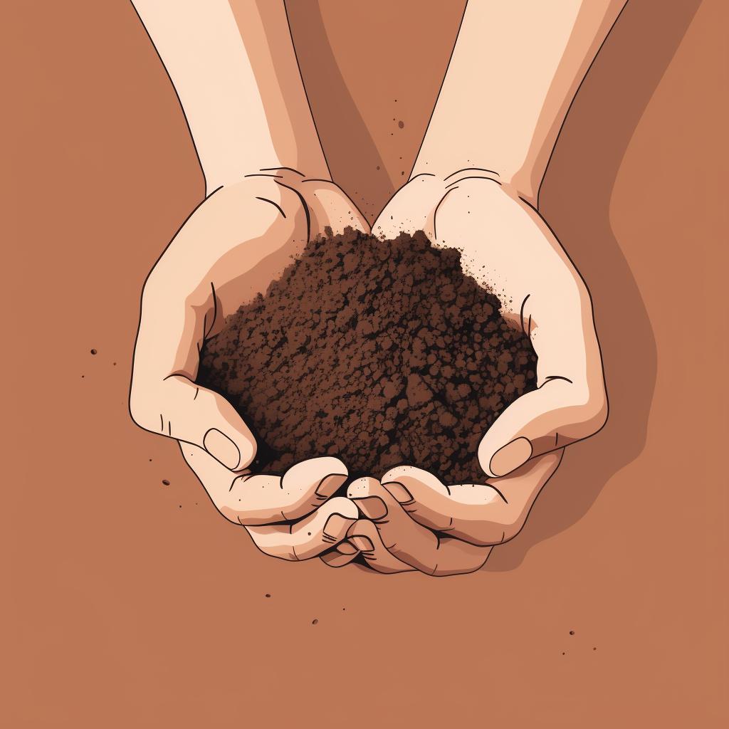 Hands holding rich, well-prepared soil.