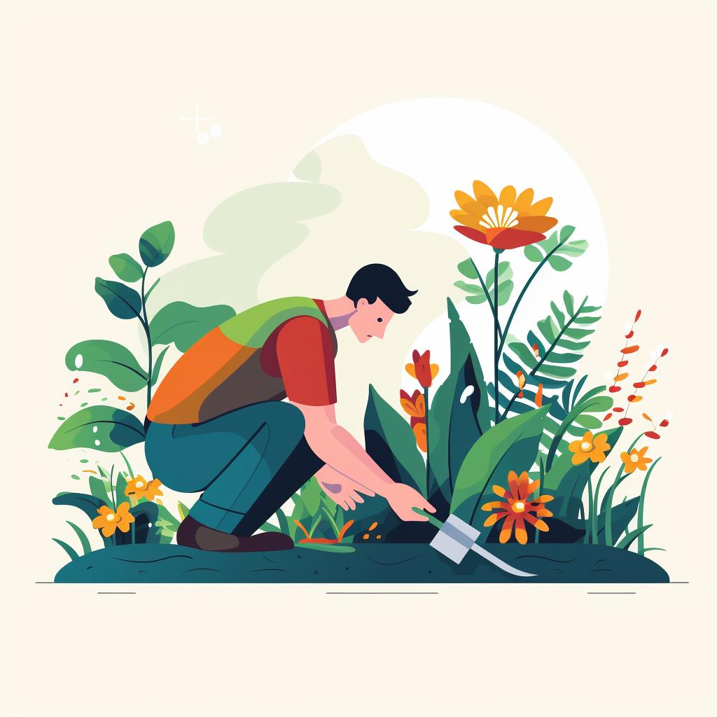 A gardener planting companion plants in their garden