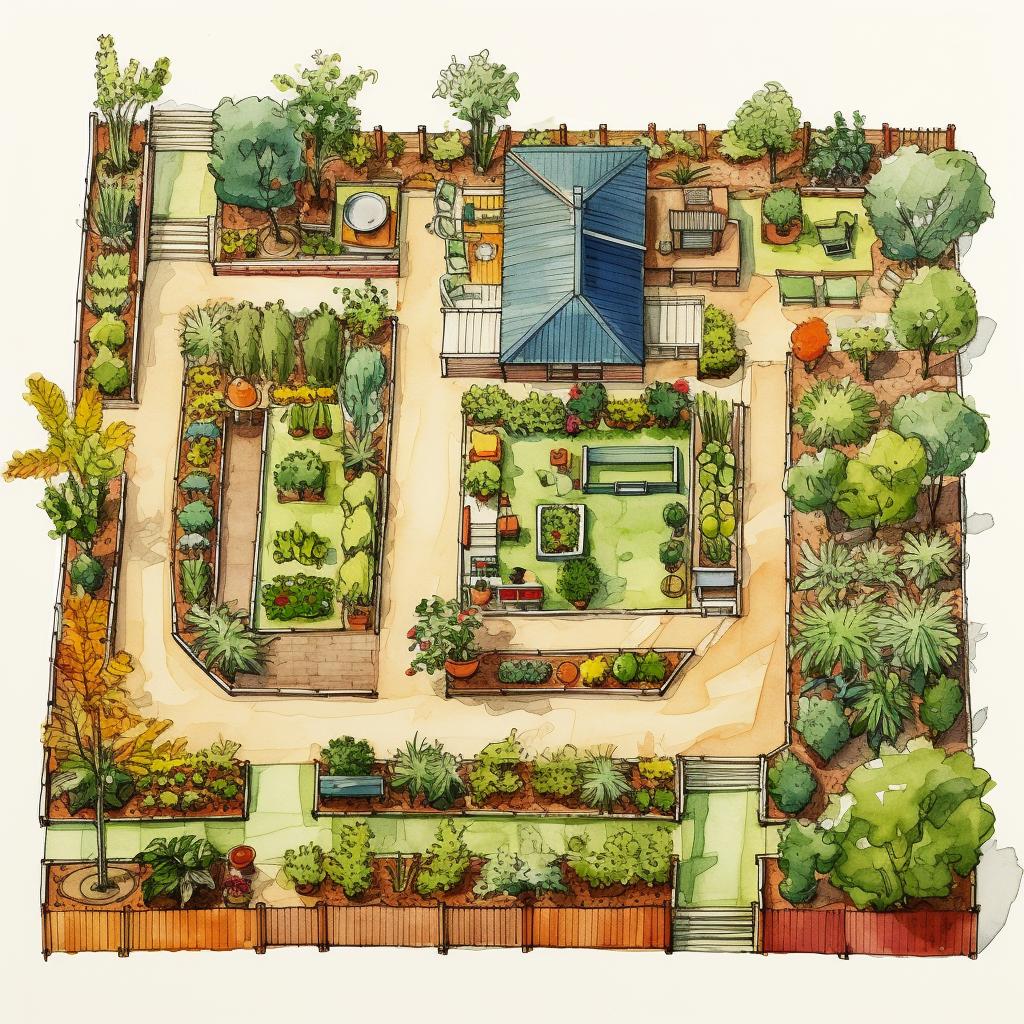 A hand-drawn sketch of a garden layout