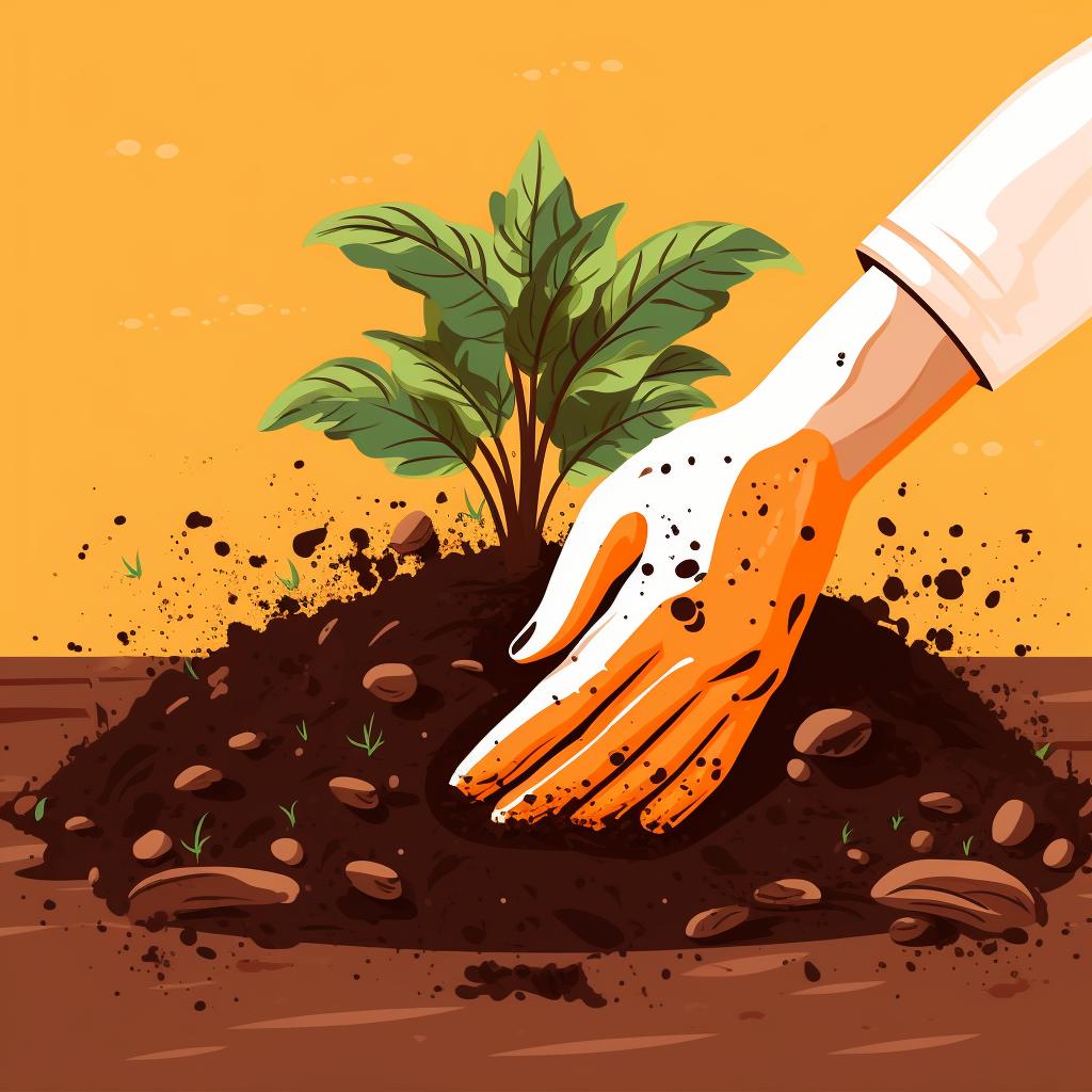 Hands preparing the soil in a garden